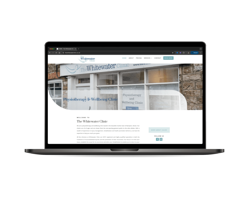 The Whitewater Clinic website by Wildmoor Creative